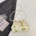 Vintage lotus embroidery bag with pearl handle and lotus flower patterns - Style 5 (Cream Lotus Pattern)