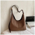 Grand sac cabas vintage en daim marron avec bandoulières en cuir et bordure dorée - Brun Sans Pendentif