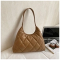 Quilted caramel hobo bag with classic diamond stitching and spacious design for women - Brown No Pendant
