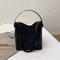 Minimalistische schwarze Beuteltasche mit verstellbarem Riemen für Damen - Schwarz