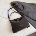 Minimalist dark brown crossbody bag with gold logo and adjustable shoulder strap - Coffee without Pendant