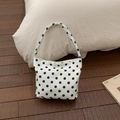 Bolso de hombro blanco con lunares negros y asa sencilla de estilo minimalista - Blanco (Sin Colgante)