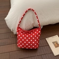 Sac à bandoulière rouge chic à pois blancs avec un design de large poignée intégrée - Rouge (Sans Pendentif)