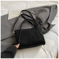 Elegant black frosted square handbag with silver hardware and adjustable shoulder strap - Standard Type / Black