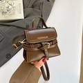 Donkerbruine mini-crossbodytas met glanzende afwerking en decoratief gespdetail - Bruin