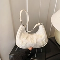 Elegante bolso de encaje blanco con apliques de mariposas 3D y detalles plateados - Beige