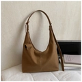 Sac hobo vintage marron avec coutures contrastées et détails de bandoulière réglable - Marron