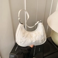 Bolso hobo blanco con bordado de encaje elegante y detalles de mariposas 3D - Blanco