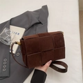 Sac à bandoulière carré en daim tissé marron foncé pour le style quotidien chic - Marron