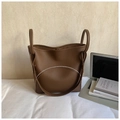 Dark brown leather tote bag with lychee texture and silver zipper detail for commuting - Coffee No Charm