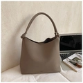 Grand sac à main kaki chic avec texture cuir vintage pour femme, idéal pour le bureau - Gris Sans Pendentif