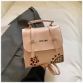 Pink preppy style convertible backpack with HELAHE logo and decorative patterns - Pink