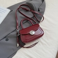 Dunkelrote glänzende Satteltasche mit silberner Rundschnalle und verstellbarem Gurt - Mit Anhänger / Rot