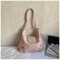Sac à dos en cuir PU rose avec patchwork géométrique pour le travail et les loisirs - Rose