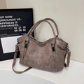 Borsa tote capiente in pelle PU tortora con manici e tracolla regolabile per donna - Cammello