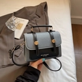 Vintage crossbody square bag in blue and black color block with gold studs - Without Pendant / Blue