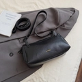 Vintage large black pillow shoulder bag with adjustable strap and gold logo finish - Black