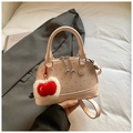 Mini bolso rosa con lunares, colgante de corazón rojo y correa fina en cuero sintético - Grande / Rosa