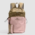 Leichter Wanderrucksack in Olivgrün und Pastellrosa mit Mini-Zubehörtasche - Rosa Kaffee