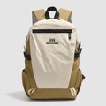 Khaki and beige waterproof oxford backpack with adjustable buckles and side pockets - Khaki
