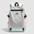 Multicolor nylon backpack in cream, light pink and mint green with logo detail - Blue