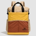 Chic multi-color beige and yellow nylon travel backpack with adjustable straps - Honey Orange