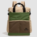 Multicolor nylon backpack in khaki, olive and brown with durable web handles - Olive Green