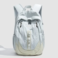 Mochila de nailon impermeable gris claro minimalista con costuras en contraste y correas - Azul