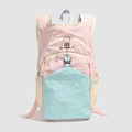 Mochila ligera para exteriores en diseño color-block rosa verde menta y beige - Rosa y Azul