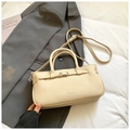 Chic cream white crossbody bag with pebble grain leather texture and metallic buckle detail - No Pendant / Off White
