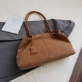 Bolso tote vintage marrón caramelo en cuero sintético mate suave para mujer - Marrón