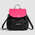 Mochila casual minimalista en negro y rosa con tejido impermeable moderno - Negro