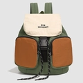 Wasserdichter Mehrzweck-Rucksack in Grün und Beige im Colorblock-Design für Uni - Dunkelgrün