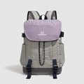 Sac à dos en nylon gris clair et lavande avec boucles réglables et cordon de serrage - Violet