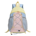 Leichter rosa und blauer Outdoor-Reiserucksack in Macaron-Farben mit Netz-Seitentaschen - Nebliges Rosablau