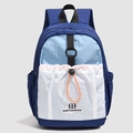 Navy blue and light blue colorblock backpack with orange drawstring and large capacity - Sea Salt Blue