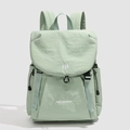 Mint green casual lightweight backpack with drawstring side pockets and embroidery - Green