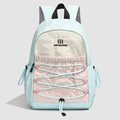 Zaino in nylon blu pastello e rosa con coulisse regolabile e dettagli sportivi - Blu Ghiaccio Isola di Nebbia