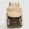 Lightweight khaki and olive green drawstring backpack for women with buckle flap - Khaki