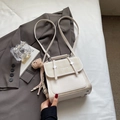 Chic beige faux leather mini backpack with plaid flap and cute bear charm for women - Beige With Charm