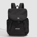 Lightweight black nylon travel backpack with drawstring closure and white EB logo - Black