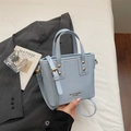 Chic light blue bucket bag with gold studs and adjustable strap for women - Blue Without Charm