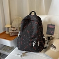 Lightweight black backpack with red bows and white polka dots for high school girls - Black