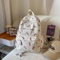 Polka dot backpack with red bows in white waffle fabric for students and daily leisure use - Off White