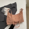 Pink polka dot underarm bag with double adjustable straps and silver metal buckles - Pink Without Pendant
