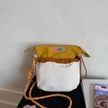 Outdoor leisure crossbody bag in yellow and beige nylon with woven rope shoulder strap - Off-white
