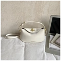 Chic cream white underarm bag with gold twist lock and adjustable shoulder strap - No Pendant / Off White