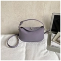 Chic light purple half-moon shoulder bag with silver twist lock and adjustable strap - No Pendant / Purple