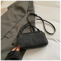 Fashionable black large capacity crossbody bag in matte synthetic leather with strap - No Pendant / Black