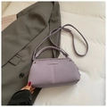 Elegant taro purple crossbody bag with top handle and golden brand plaque detail - No Pendant / Purple